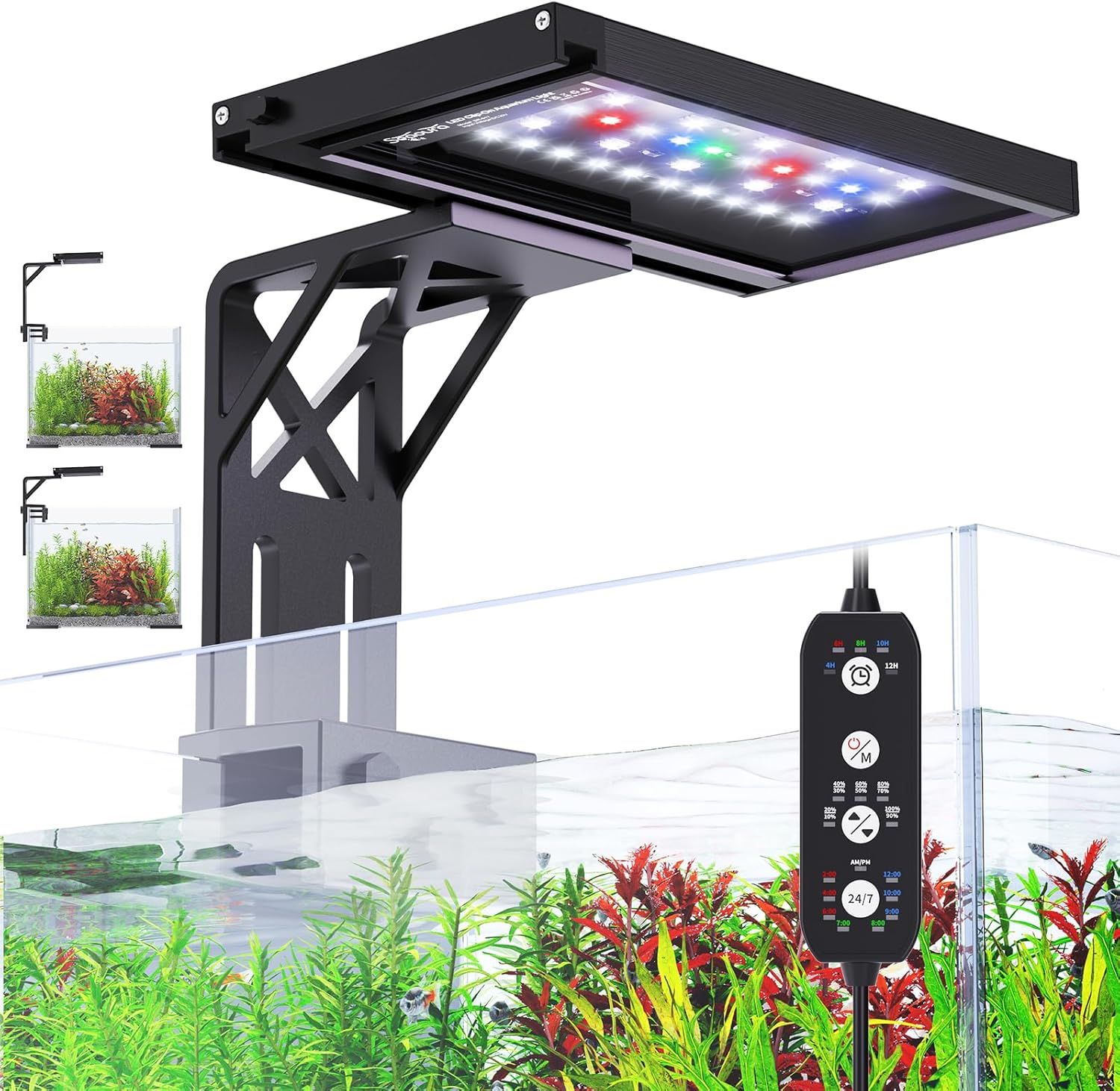 Clip On Aquarium Light for Plants-24/7 Cycle Fish Tank Light with Timer
